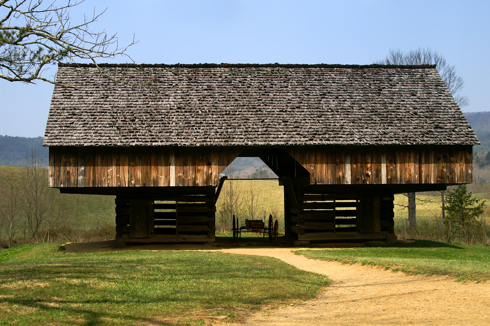 Excellent Cades Cove photo of the cantilever barn.